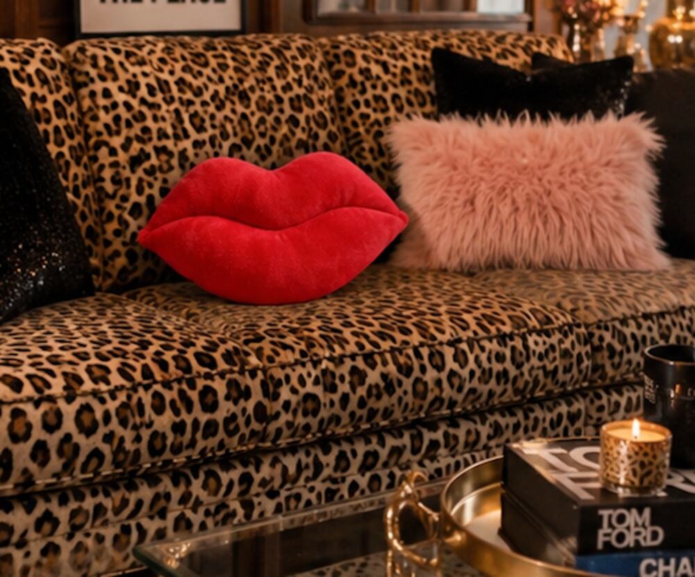 Y2K lip accent pillow - 11x5"